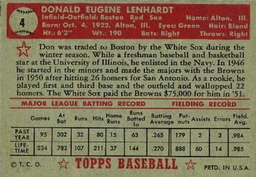 Don Lenhardt  baseball card collectible - Main Image 2