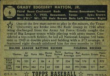 Grady Hatton  baseball card collectible - Main Image 2