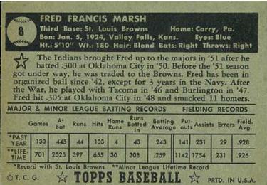 Fred Marsh  baseball card collectible - Main Image 2