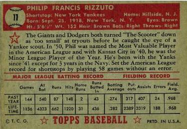 Phil Rizzuto  baseball card collectible - Main Image 2