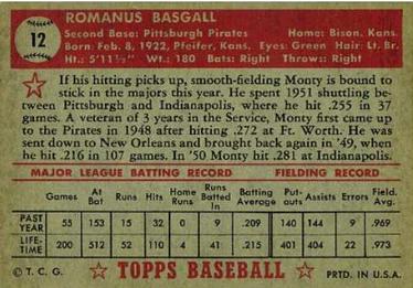 Monty Basgall  baseball card collectible - Main Image 2