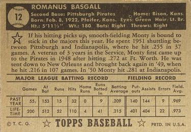 Monty Basgall  baseball card collectible - Main Image 2