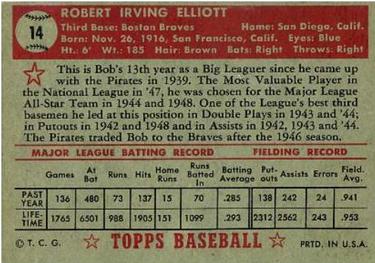 Bob Elliott  baseball card collectible - Main Image 2