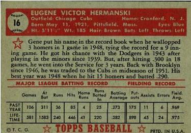 Gene Hermanski  baseball card collectible - Main Image 2