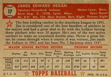 Jim Hegan  baseball card collectible - Main Image 2
