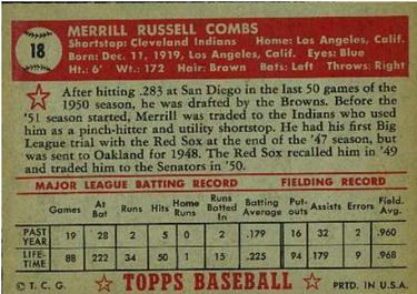 Merrill Combs  baseball card collectible - Main Image 2
