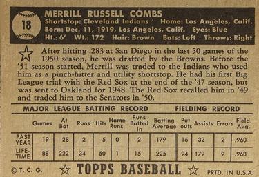 Merrill Combs  baseball card collectible - Main Image 2