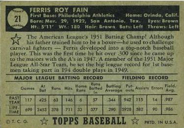 Ferris Fain  baseball card collectible - Main Image 2