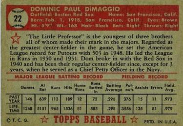 Dom DiMaggio  baseball card collectible - Main Image 2