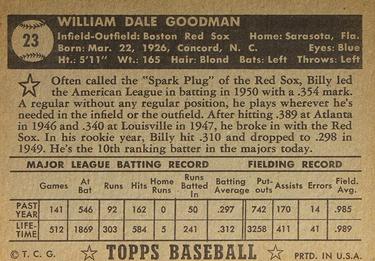 Billy Goodman  baseball card collectible - Main Image 2