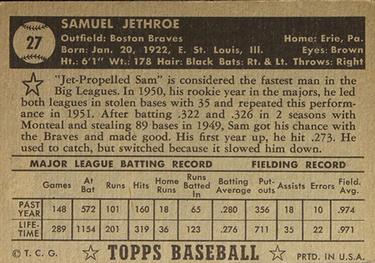 Sam Jethroe  baseball card collectible - Main Image 2