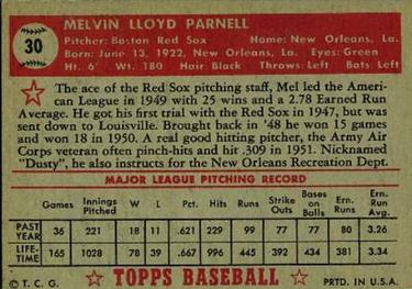 Mel Parnell  baseball card collectible - Main Image 2