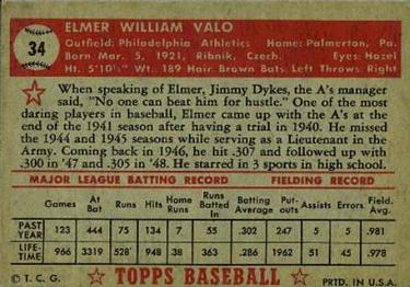 Elmer Valo  baseball card collectible - Main Image 2
