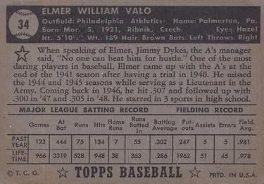 Elmer Valo  baseball card collectible - Main Image 2
