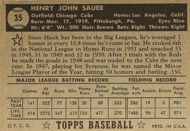 Hank Sauer  baseball card collectible - Main Image 2