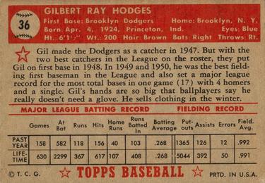 Gil Hodges  baseball card collectible - Main Image 2