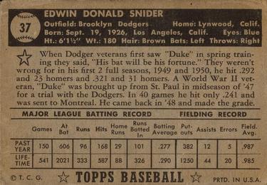 Duke Snider  baseball card collectible - Main Image 2