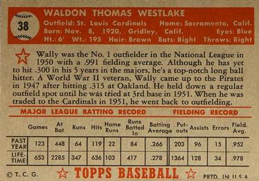 Wally Westlake  baseball card collectible - Main Image 2