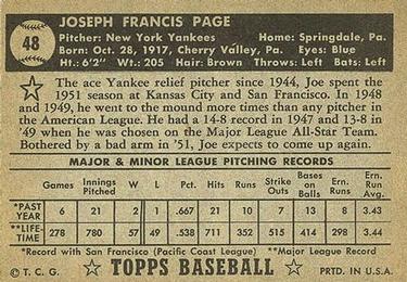 Joe Page  baseball card collectible - Main Image 2