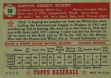 Marv Rickert  baseball card collectible - Main Image 2