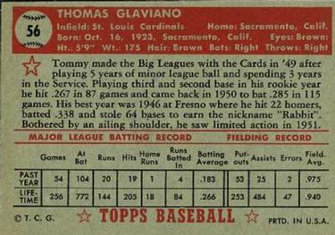Tommy Glaviano  baseball card collectible - Main Image 2