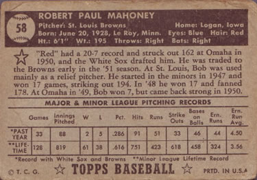 Bob Mahoney  baseball card collectible - Main Image 2