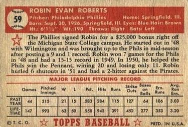 Robin Roberts  baseball card collectible - Main Image 2