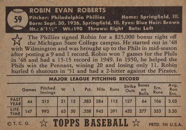 Robin Roberts  baseball card collectible - Main Image 2