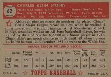 Chuck Stobbs  baseball card collectible - Main Image 2