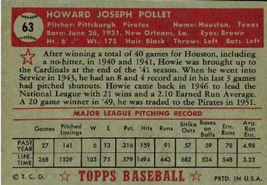 Howie Pollet  baseball card collectible - Main Image 2