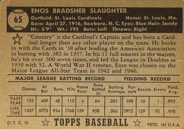 Enos Slaughter  baseball card collectible - Main Image 2
