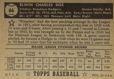 Preacher Roe  baseball card collectible - Main Image 2