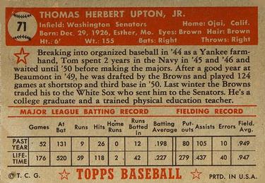 Tom Upton  baseball card collectible - Main Image 2