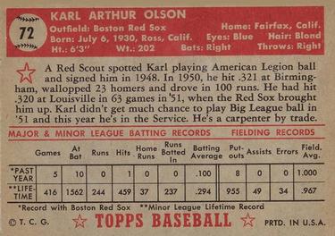 Karl Olson  baseball card collectible - Main Image 2