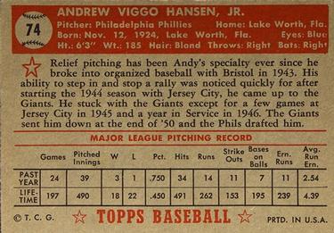 Andy Hansen  baseball card collectible - Main Image 2