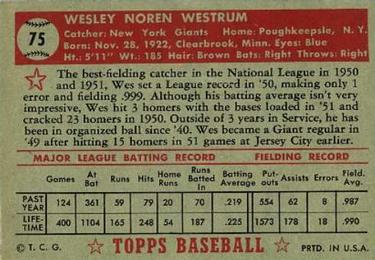 Wes Westrum  baseball card collectible - Main Image 2