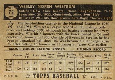 Wes Westrum  baseball card collectible - Main Image 2