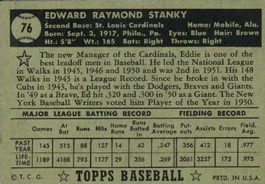 Eddie Stanky  baseball card collectible - Main Image 2
