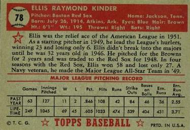 Ellis Kinder  baseball card collectible - Main Image 2