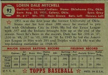 Dale Mitchell  baseball card collectible - Main Image 2