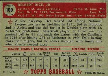 Del Rice  baseball card collectible - Main Image 2