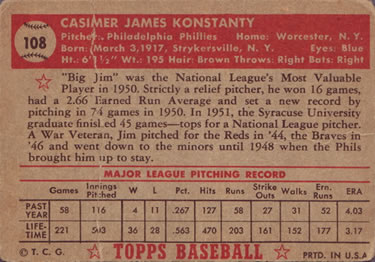 Jim Konstanty  baseball card collectible - Main Image 2