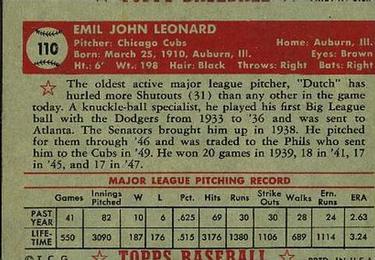 Dutch Leonard  baseball card collectible - Main Image 2