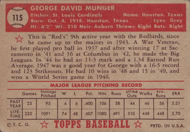 George Munger  baseball card collectible - Main Image 2