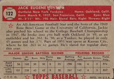 Jack Jensen  baseball card collectible - Main Image 2