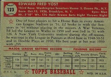 Eddie Yost  baseball card collectible - Main Image 2