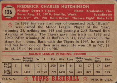 Fred Hutchinson  baseball card collectible - Main Image 2