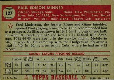 Paul Minner  baseball card collectible - Main Image 2