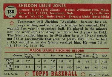 Sheldon Jones  baseball card collectible - Main Image 2
