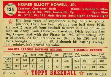 Dixie Howell  baseball card collectible - Main Image 2